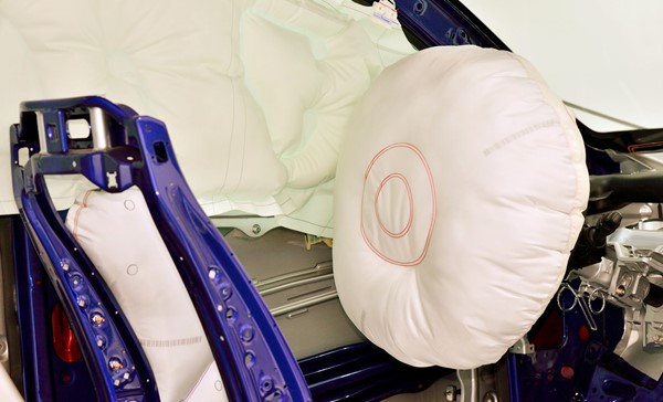 Close-up car seat airbag.